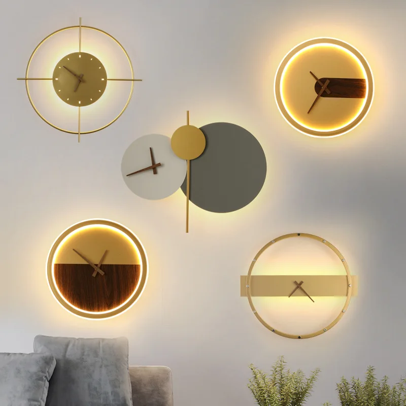 Nordic round wall light Bedroom Lamp Modern Minimalist wall clock light Background Wall Corridor Aisle decorative wall light