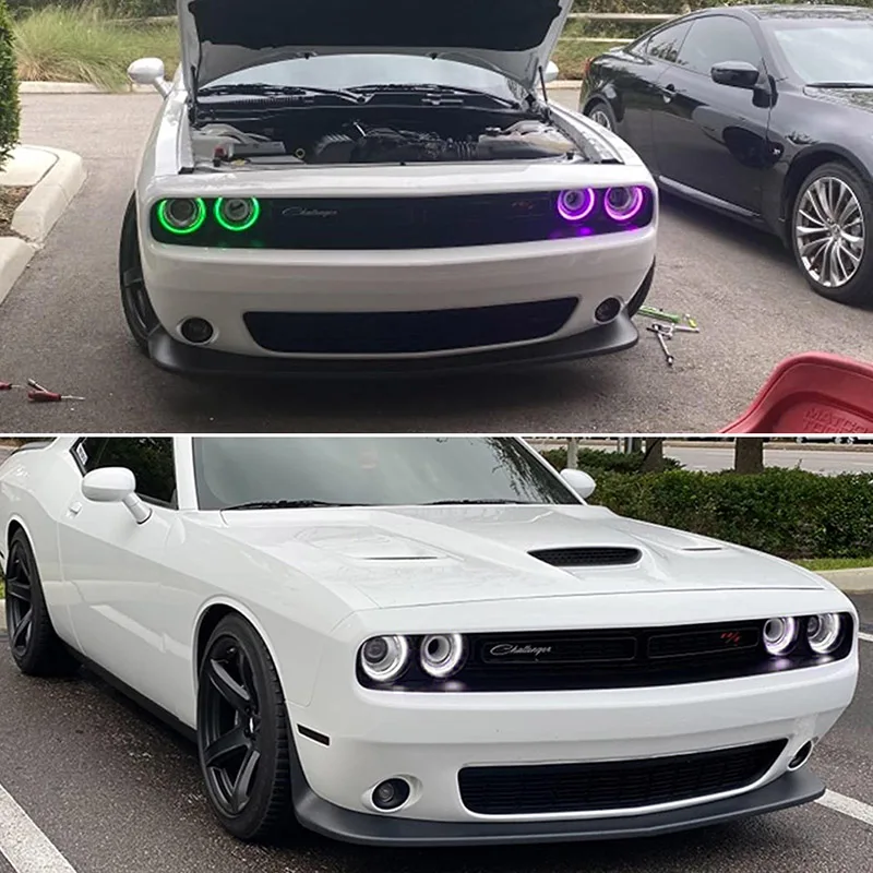 Bluetooth APP Remote Control RGBW MultiColor LED DRL Headlight Circuit Board Light Kit For 2015-2018 Dodge Challenger Error Free