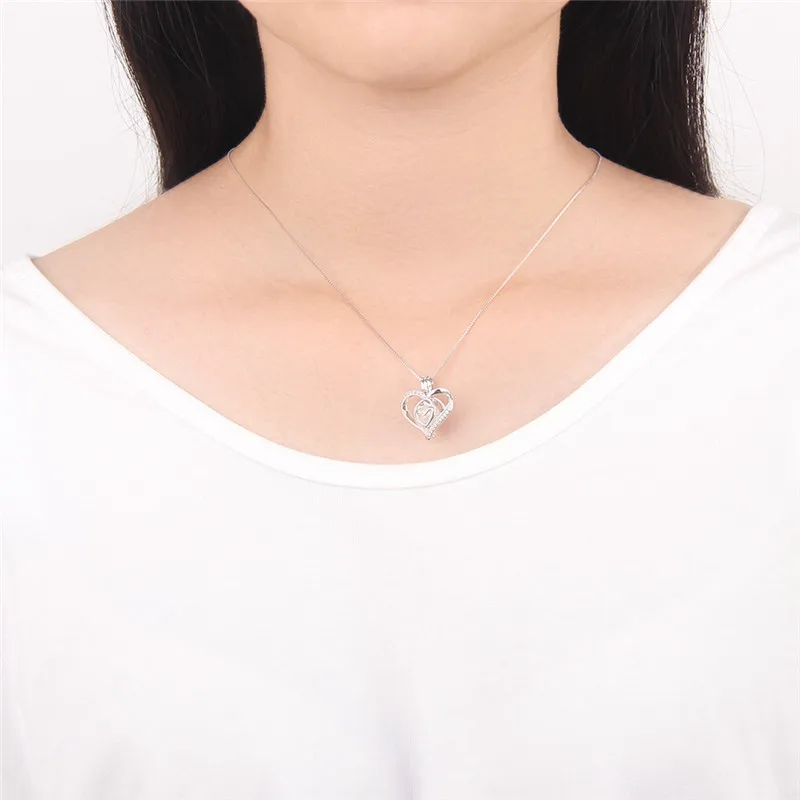 CLUCI Silver 925 Heart Shaped Pearl Locket for Women Necklace Making 925 Sterling Silver Pendant Mother\'s Day Gift SC350SB