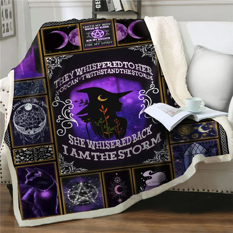 

3D Purple Magic Pattern Blankets Sherpa Fleece Bedspread Throw Blanket Bedding Picnic Travel Soft Warm Blanket Quilts Couch Sofa