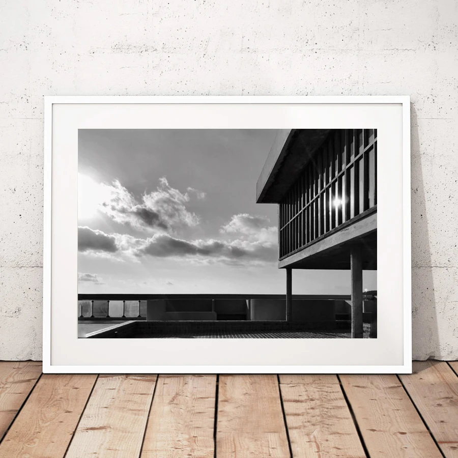 Architectural Photo Le Corbusier Canvas Print French Architecture Marseille Provence Black White Painting Poster Office Decor