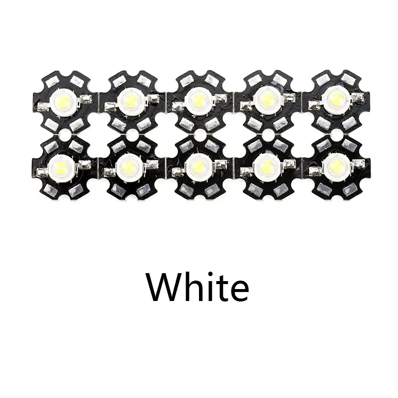 10pcs a lot 1W 3W  White/Warm White High Power LED Lamp Bead For Flashlight Lights Bulb Chip+20MM Radiator Aluminum Base For DIY