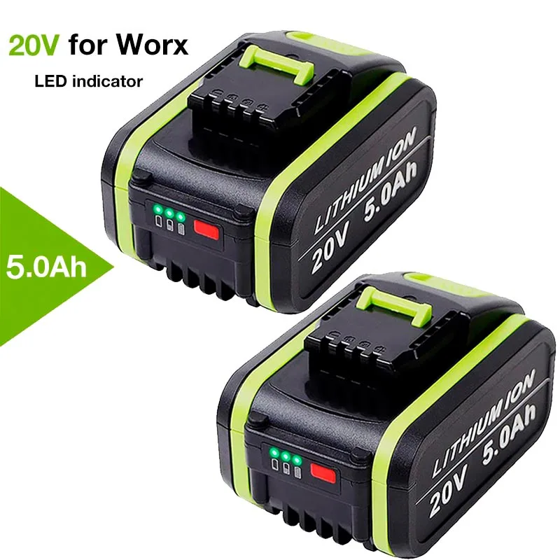 

For Worx 20V Li-Ion 5.0Ah 6.0Ah Compatible with WA3551 WX523 WX390 WA3553 WA3641 WG546E WU268 Replacement Battery Power Tools