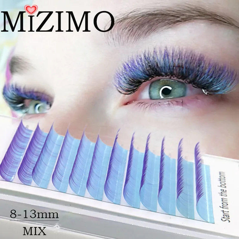 2021 New Color False Eyelashes Mixed Color Purple Tip Mixed Curvature (C/D) Natural Extension Soft Makeup Factory Wholesale.