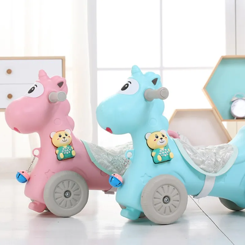 Indoor Sport Baby Rocking Horse Indoor Outdoor Toys Child Rocking Toys Riding Horse Trolley Shake Rocker Birthday Gift For Baby