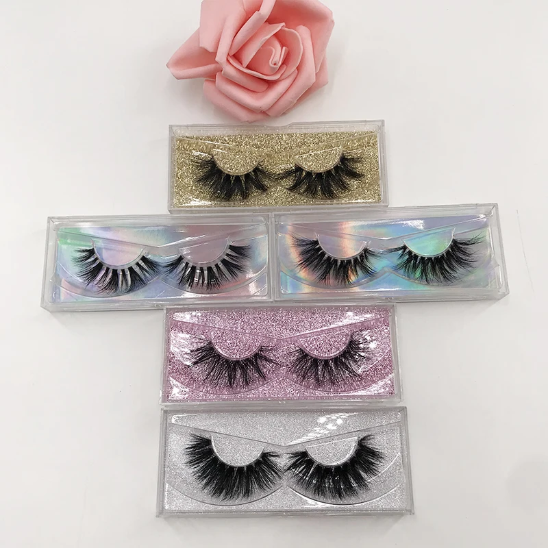 1 pair Mink Eyelashes Clear Band Lashes Handmade 5D Transparent Band Full Strip Lashes