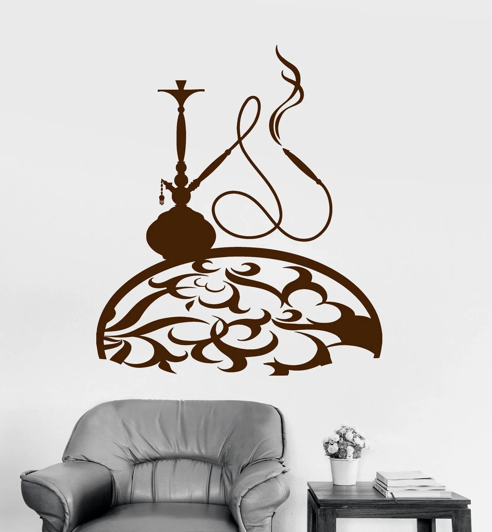 Islamic Hookah Vinyl Wall Decal Bar Lounge Hookah Arab Muslim Hookah Culture Family Living Room Decoration Decoration Wallpaper