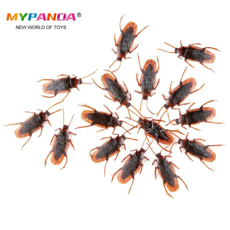 10pcs/lot  Special Lifelike Model Simulation Fake Rubber Cock Cockroach Roach Bug Roaches Toy Prank Funny Trick Joke Toys