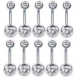 10Pcs/lot Stainless Steel Navel Piercings Rhinestone Belly Button Rings Ombligo Ball Nombril Belly Piercings Sexy Body Jewelry