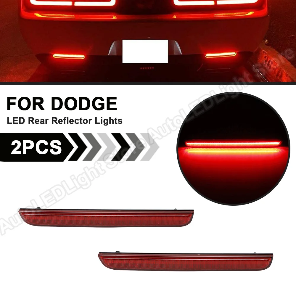 

2Pcs LED Rear Bumper Reflector Brake Tail Light For Dodge Challenger 2015 2016 2017 2018 2019 2020 2021 OEM:68211188AA