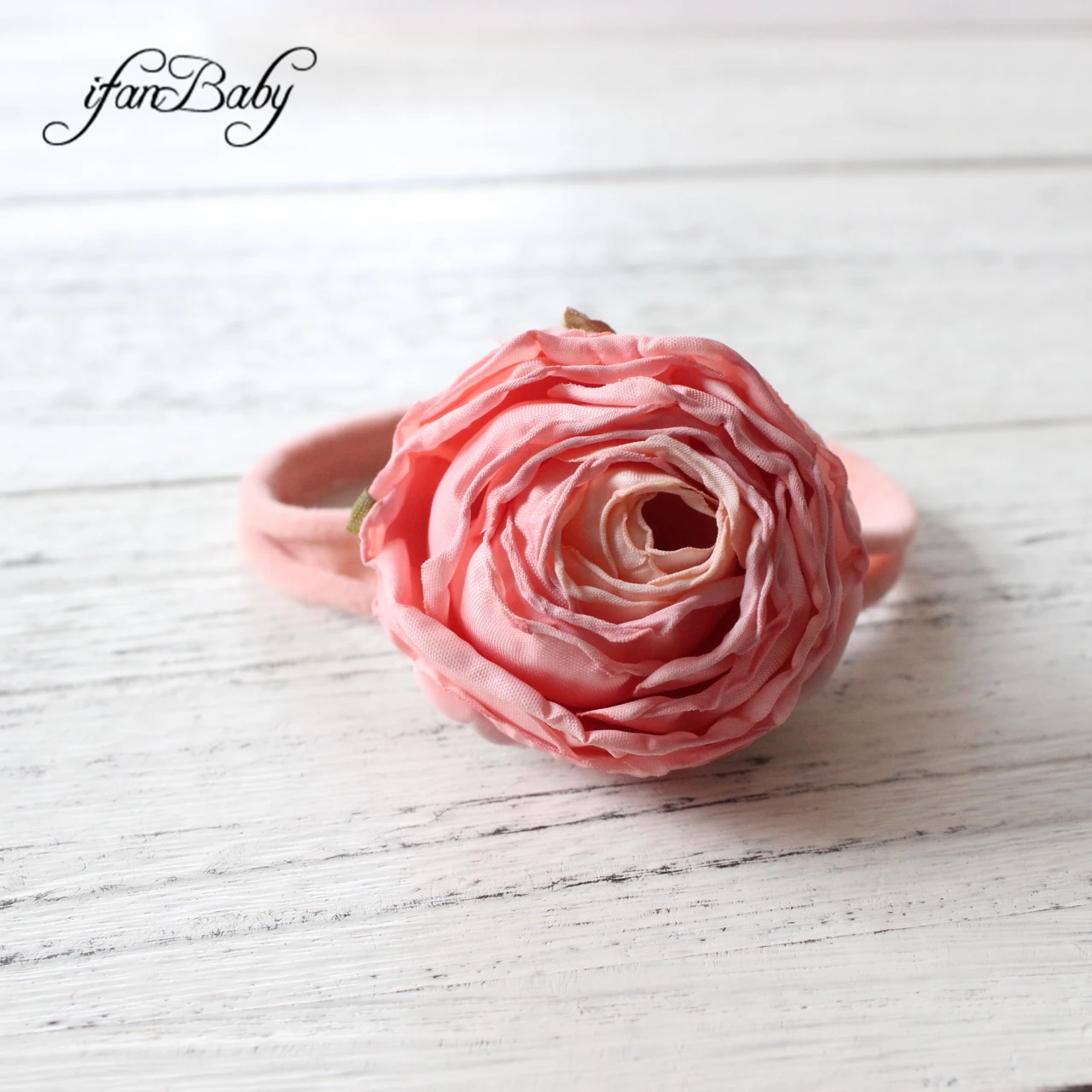 Decoration Artificial Craft Burned Fabric Flower On Nylon Elastic Hairband Flower Headband For Kids Girl Hair Accessories