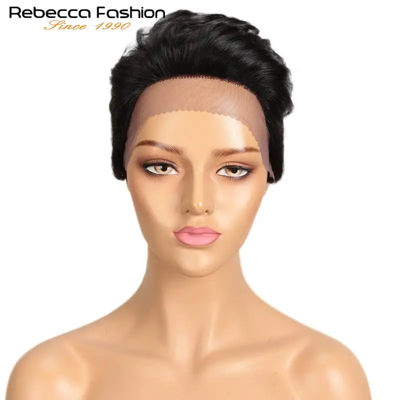 Rebecca Short Straight Hair Wig Pixie Lace Human Hair Wigs For Black Women Peruvian Remy Hair Short Lace Pixie Cut Fashion wig