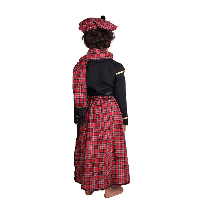 Traditional Scottish Baby Boys Costumes For Children Tartan Clothes Halloween Performance Party Program cosplay costume