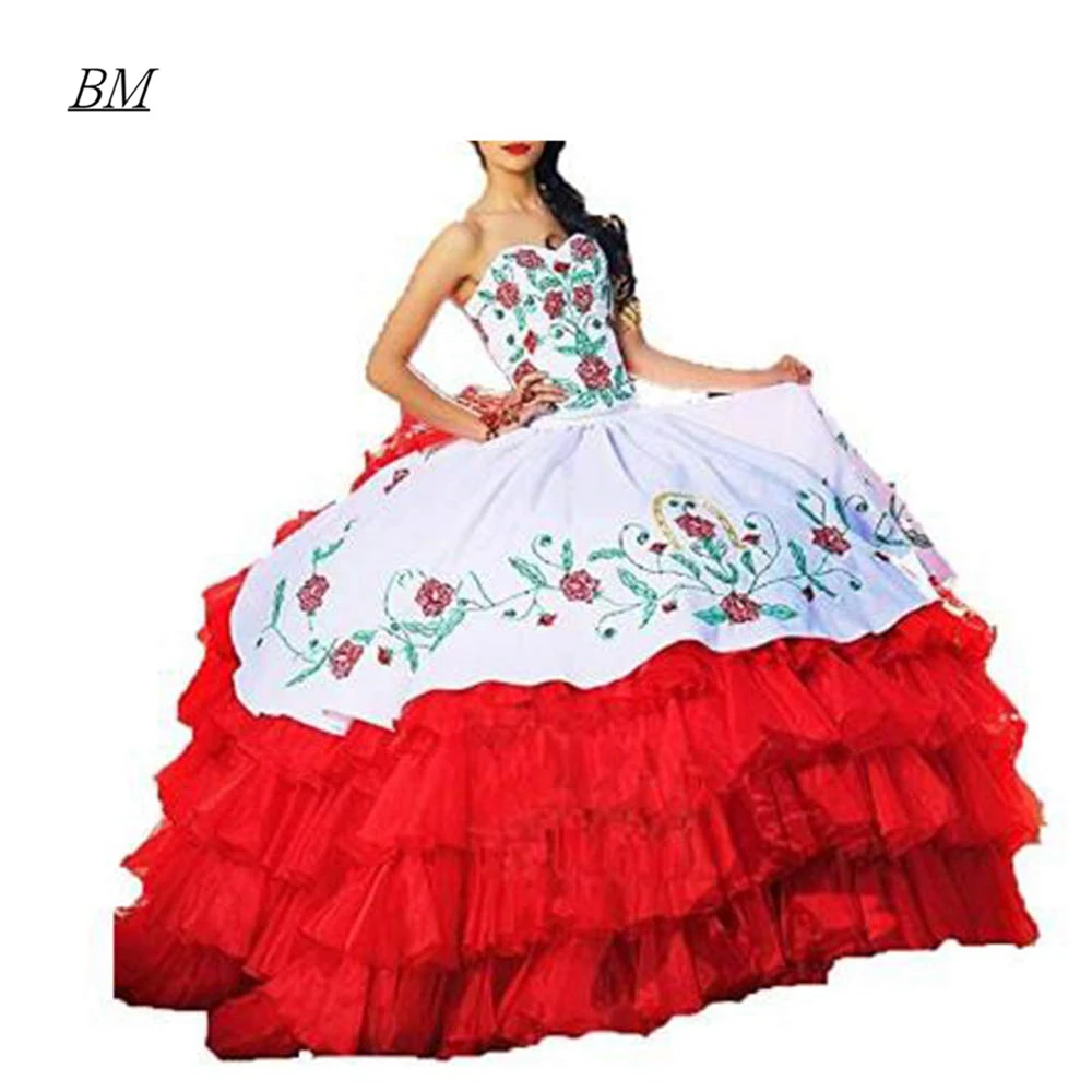 BM Embroidery Quinceanera Dresses Ball Gown Off Shoulder Long Sweet 16 Celebrity Party Gowns Vestidos De 15 Anos BM849