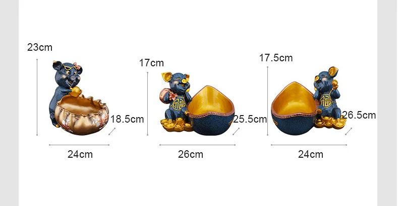 Creative Resin Smile Fortune Pig Key Candy Storage Case Home Decor Living Room Sculpture Sundries Organizer A0043