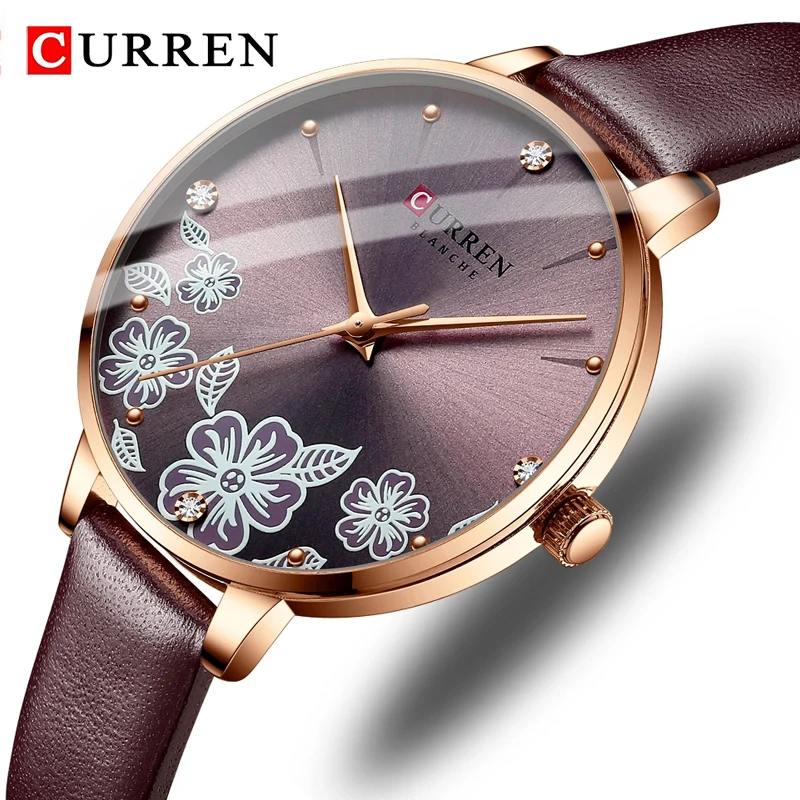 CURREN Top Brand Luxury Ladies Watches Casual Leather Clock Ultra thin Waterproof Quartz Watch Women Fashion Bracelet Wristwatch