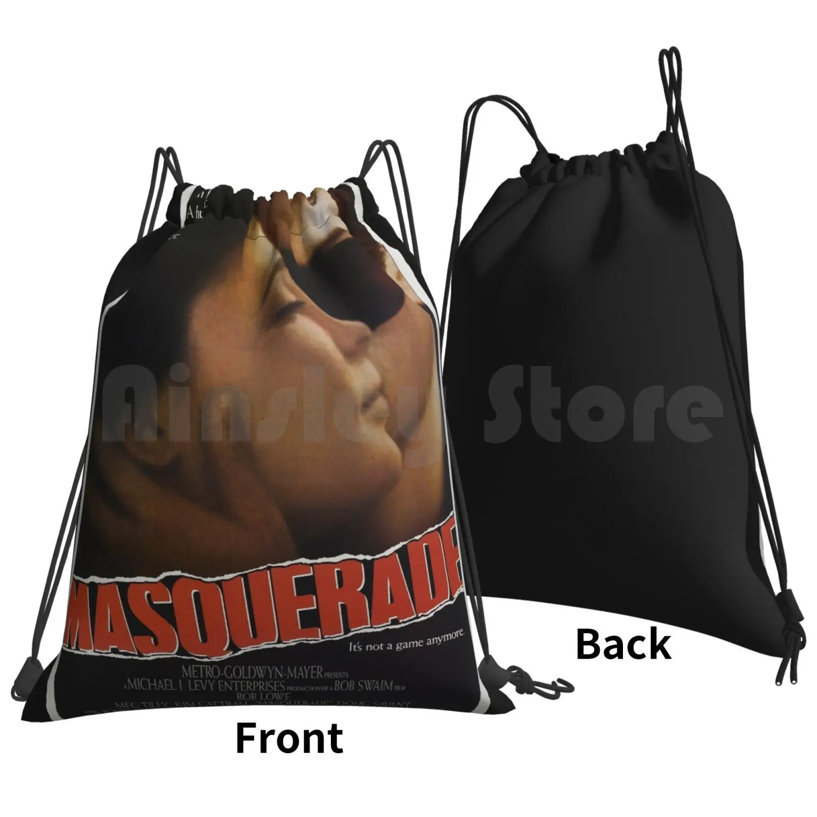 Masquerade ( Vintage Poster ) Backpack Drawstring Bags Gym Bag Waterproof Rob Lowe Dick Wolf Masquerade Movie 80s Movies