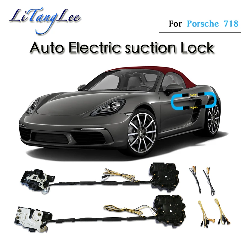 Car Soft Close Door Latch Pass Lock Actuator Auto Electric Absorption Suction Silence Closer For Porsche 718 2012~2016