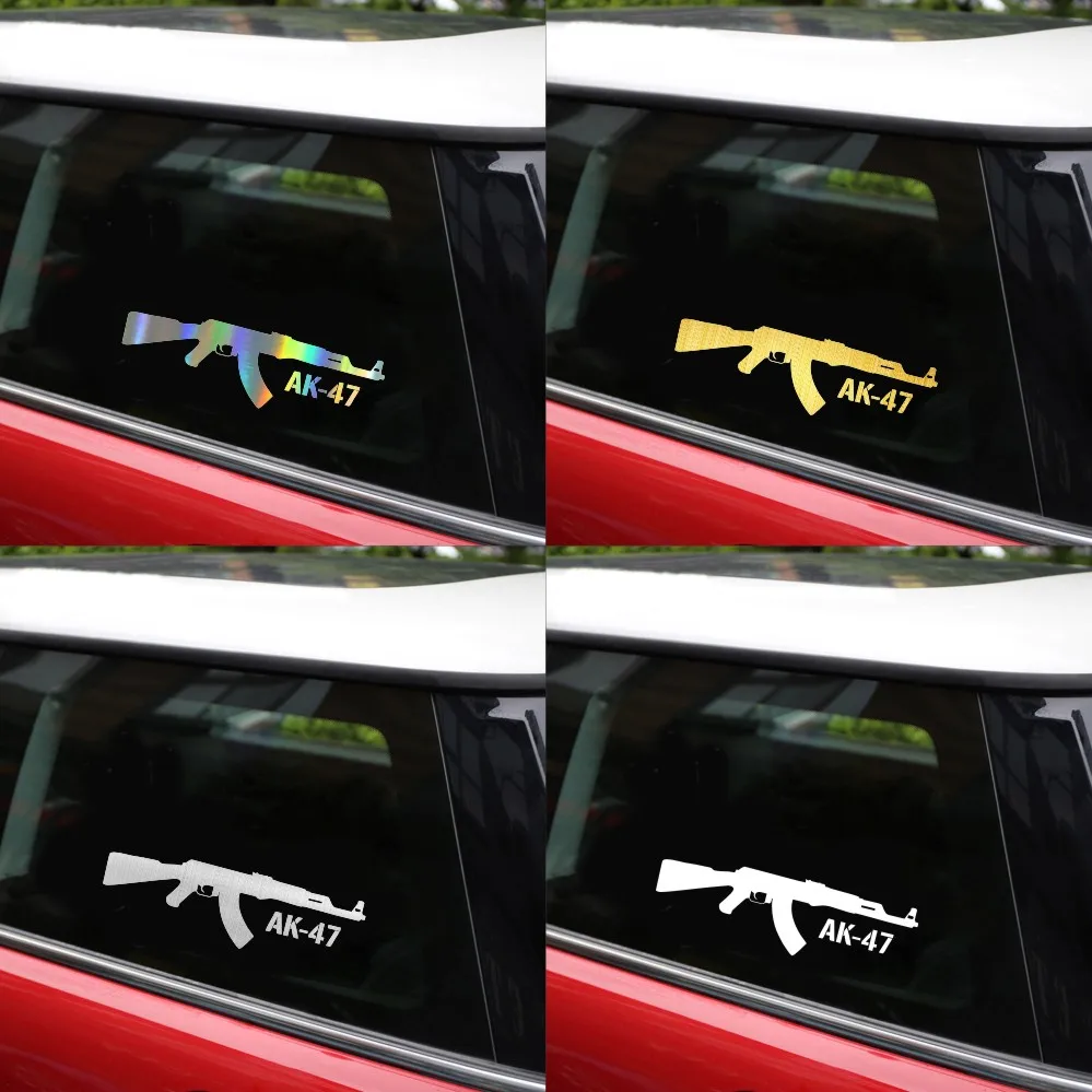 Funny Auto Accessories Car Sticker AK-47 Cartoon Gun Decoration Door Body Window Vinyl Stickers PVC 15cm X 4.4cm