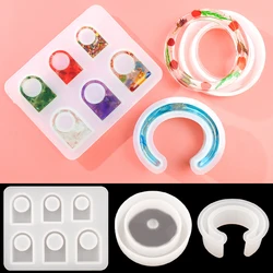 DIY Bracelet Bangle Epoxy Mold Semi-Opening C-Shaped Moldes De Resina Assorted Ring Pendant Resin Moulds For DIY Jewelry Making