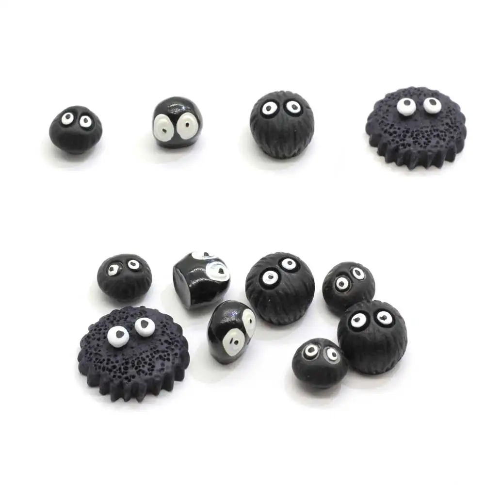 50/100 stücke Harz Cartoon Schwarz Coalball Cabochon Mini Eggette Brikett Kohle Ball Charms Flatback Carbon Soots Diy Für schmuck Hängen