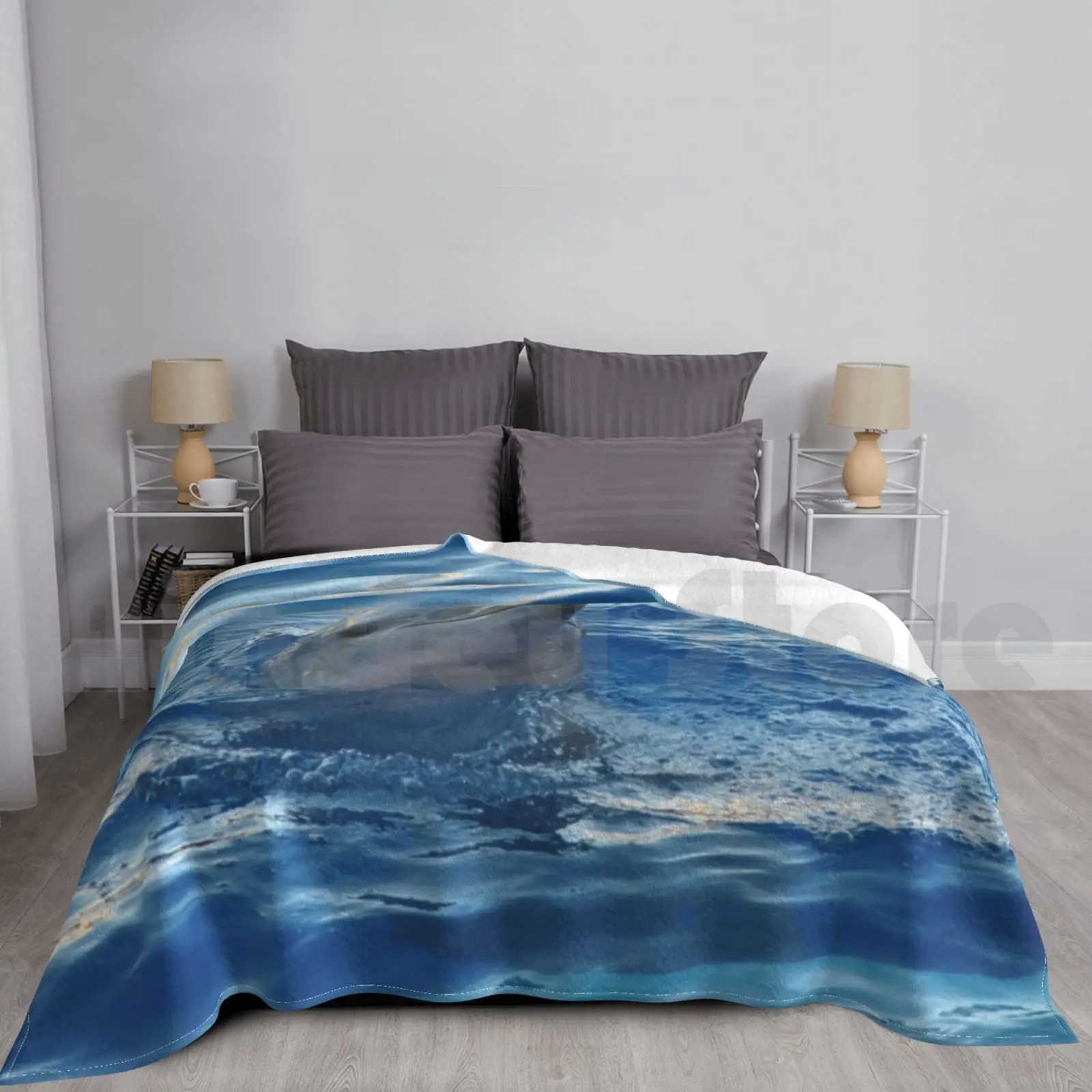 

Dolphin Blanket Fashion Custom Animal Dolphin Water Wildlife Lonesome Happy Isolated Zoology Bottlenose Dolphin