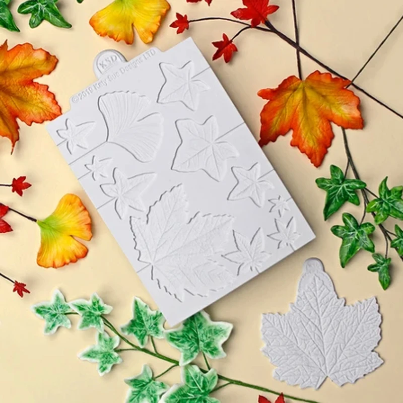 Flower Pro Maple, Ivy Ginkgo Leaves Veiner Mold Fondant Cakes Decor Tool Silicone Mold Chocolate Baking Tool Cakes Gumpaste Form