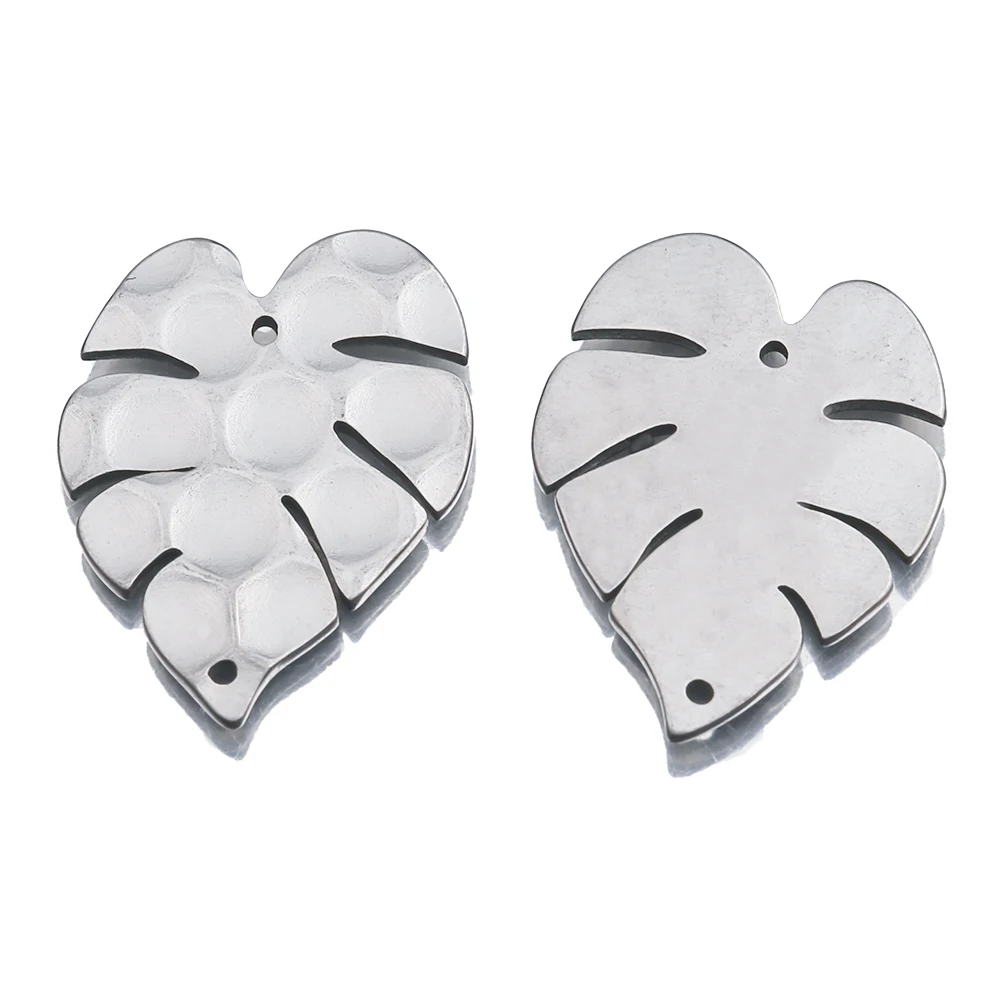 10Pcs Stainless Steel Palm Leaves Charms Monstera Plant Leaf Connectors For Diy Bracelet Anklet Earrings Jewelry Making Supplies