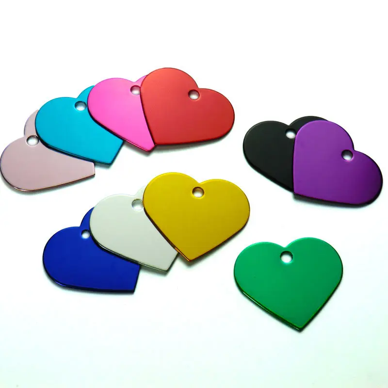 10 PCS Heart Dog ID Tag Cat Pendant for Collar Accessories Personalized Name Phone Customized Aluminum Engrave Wholsale