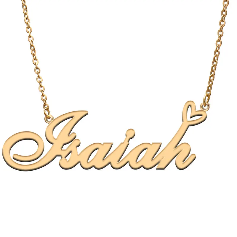 

Love Heart Isaiah Name Necklace for Women Stainless Steel Nameplate Pendant Femme Mother Child Girls Gift