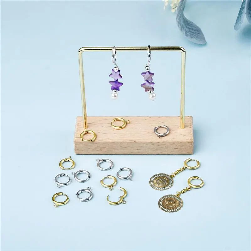 10/20 Buah Pin Dasar Kancing Anting-Anting Posting Kosong Baja Tahan Karat dengan Sumbat Anting-Anting Warna Baja Emas Ear Back untuk Pembuatan Perhiasan DIY