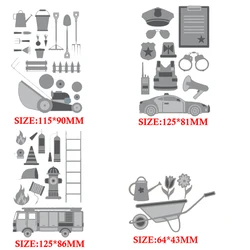 2021 nowe srebrne metalowe narzędzia ogrodnicze foremki do wycinania do scrapbookingu szablony policyjne i strażackie troquele robienie papierowych kart rzemiosło