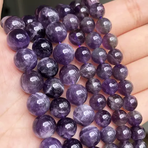 Natural Stone Purple Amethysts Loose Beads for Jewelry Making Flower Quartz Round Beads DIY Bracelet Accessories 4 6 8 10 12mm