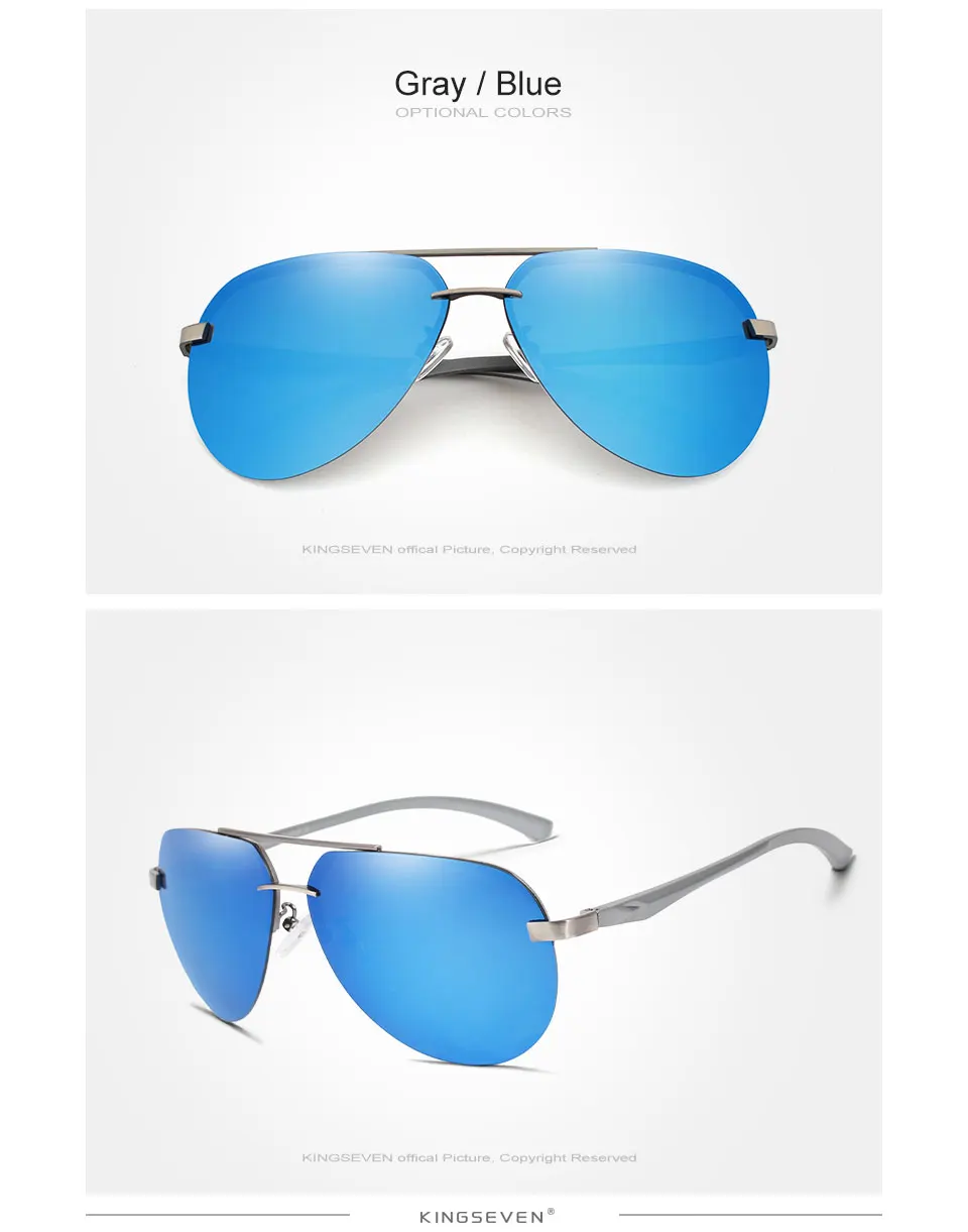 KINGSEVEN Randlose Piloten-Sonnenbrille, polarisiert, UV400, trendige Fahrbrille für Männer und Frauen, Retro-Mode, Outdoor-Brille – Detail 8