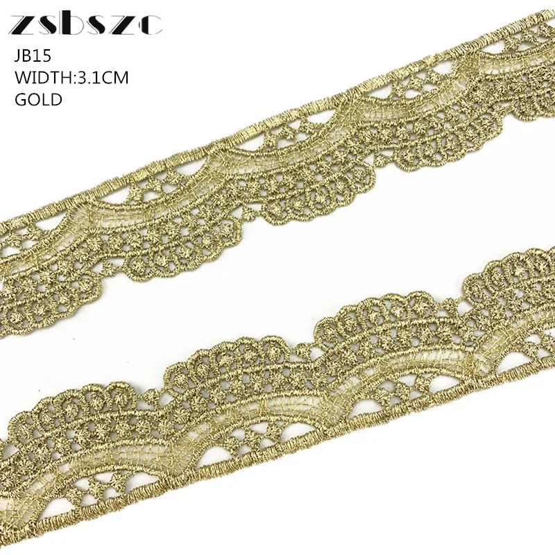 

3.1CM Width 5Yards Vintage Embroidery Gold Lace Trim Crocheted DIY Craft Sewing Supplies