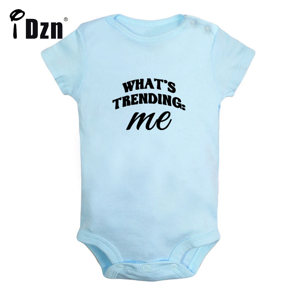 iDzn What's Trending Me Cute Baby Bodysuit Funny Printed Clothing Baby Boys Cotton Rompers Baby Girls Short Sleeves Jumpsuit