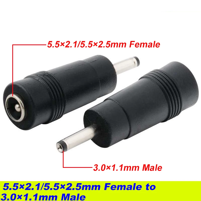 1pcs DC Connector 5.5 x 2.1/5.5×2.5mm Female to 2.5×0.7、3.0×1.1、3.5×1.35、4.0×1.7、4.8×1.7、5.5×2.1mm Male Laptop Power Adapter