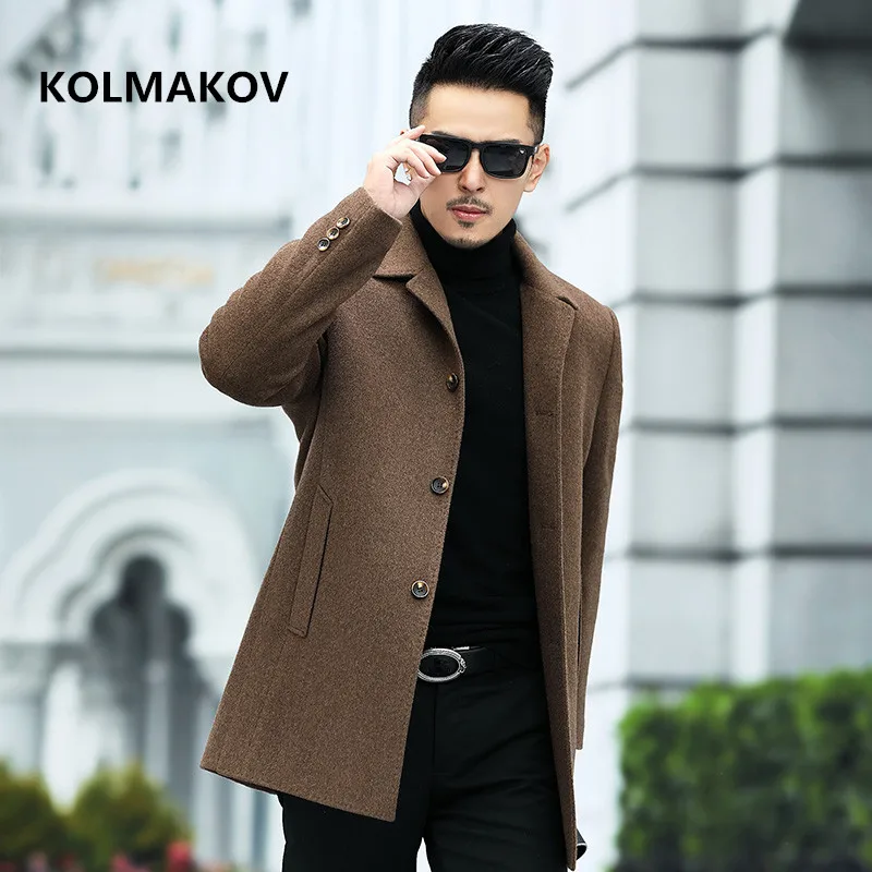 2021 new arrival winter Men's High quality jacket wool trench coat men Fashion Woolen Coat, Men wool overcoat size M-3XL