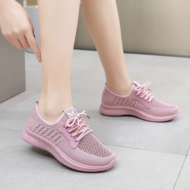 Tenis Feminino Women Tennis Shoes 2021 Hot Sale Female Black Red Gym Sport Shoes Mesh Trainers Lady Flat Sneakers Zapatos Mujer