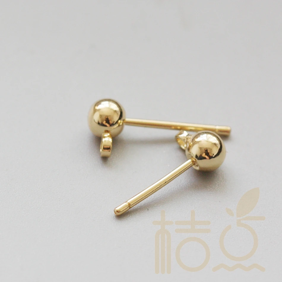 Solid Brass Earring Posts with 4mm Ball (3909C)