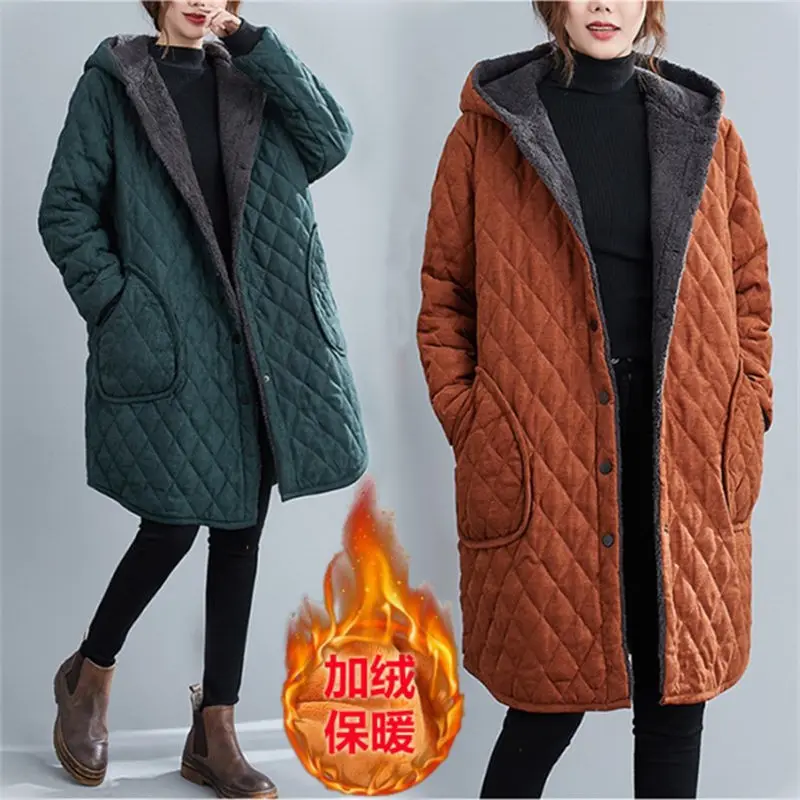 Winter Chaqueta Casual Cotton Padded Clothes Quilted Velvet Thickening Cold-Proof Soft Hooded Coat Women\'s Jacket Abrigos y810