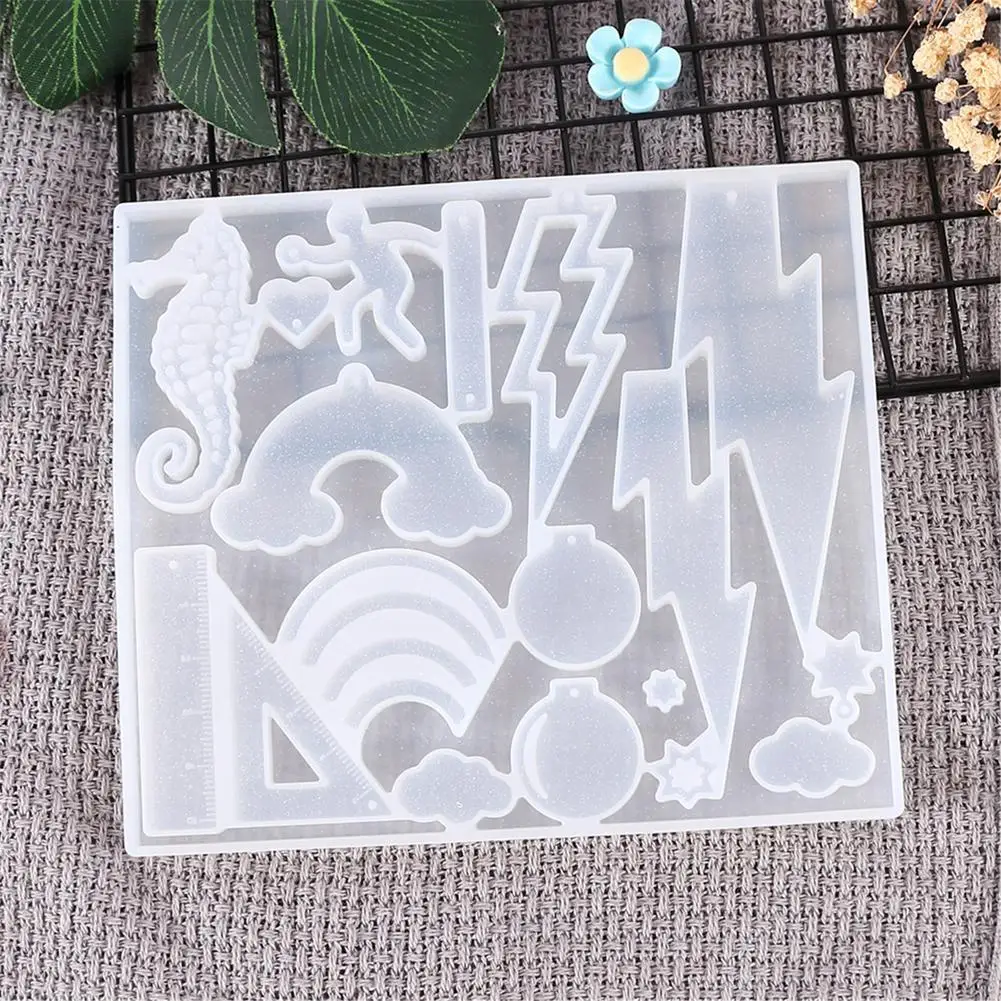 DIY Crystal Epoxy Mold Lightning Rainbow Seahorse Silicone Mold Resin Mold Jewelry Baking Tools For Table Decoration