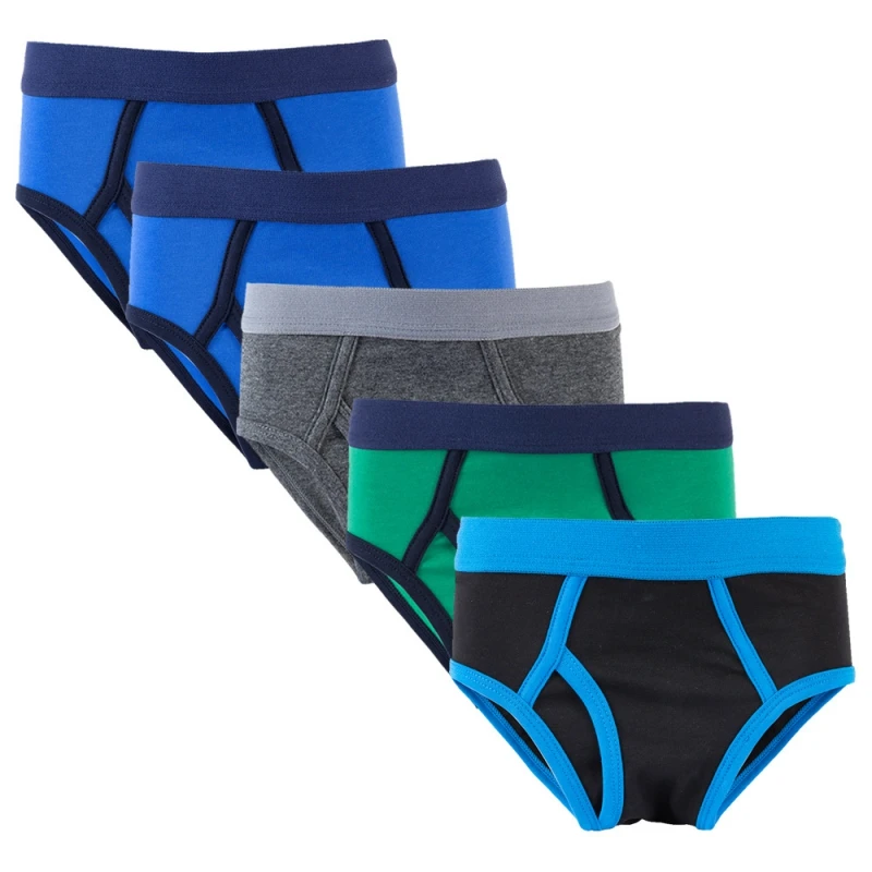 5-Pack Boy Cotton Briefs - Soft Kid's Underwear for Active Boys Ages 2-12 Solid Skin-Friendly Fashion Underwaer