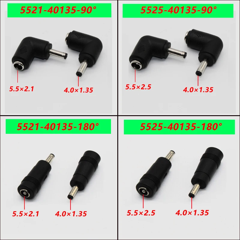 Konektor DC 5.5X2.1/2.5Mm Betina Ke Adaptor Daya Laptop Konverter Pria 4.0 × 1.35Mm 90/180 Derajat 5.5 × 2.1/2.5Mm Hingga 4.0 × 1.35Mm.