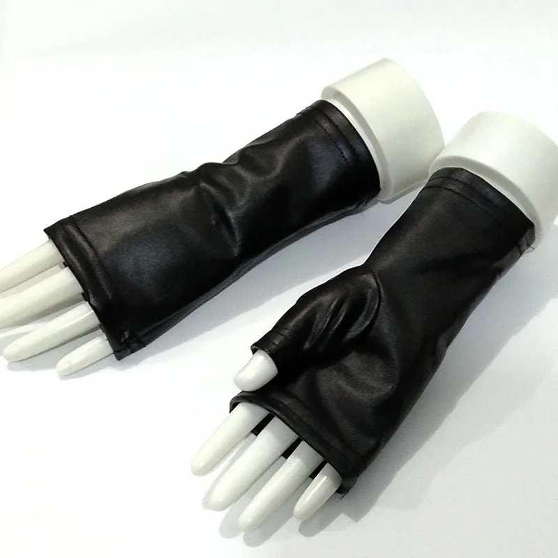 Half-finger leather gloves Men and women couples spring and autumn short soft and warm fingerless gloves Non-slip driving S89