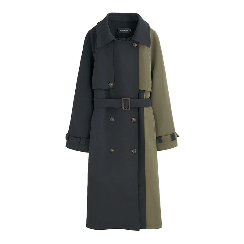 Trench Coat Longo Clássico Feminino, Blusão Feminino, Chique Simples, Europeu, Americano, Qualidade Superior, Outono, Primavera, FY112