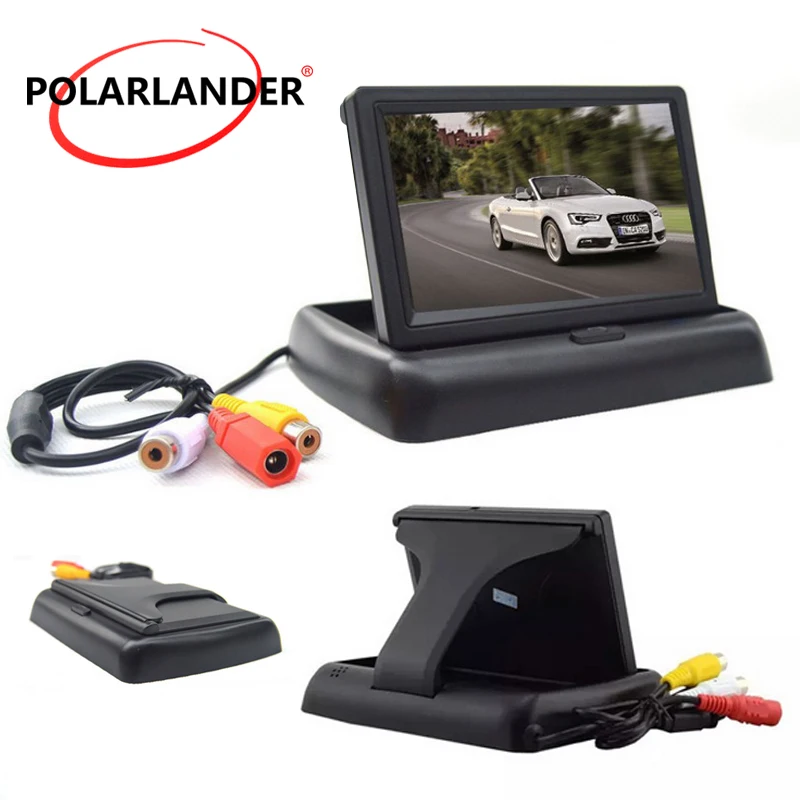 Moniteur de voiture pliable, écran LCD couleur HD TFT 4.3 pouces, capteur vidéo de stationnement, sauvegarde pour caméra de recul, 12V