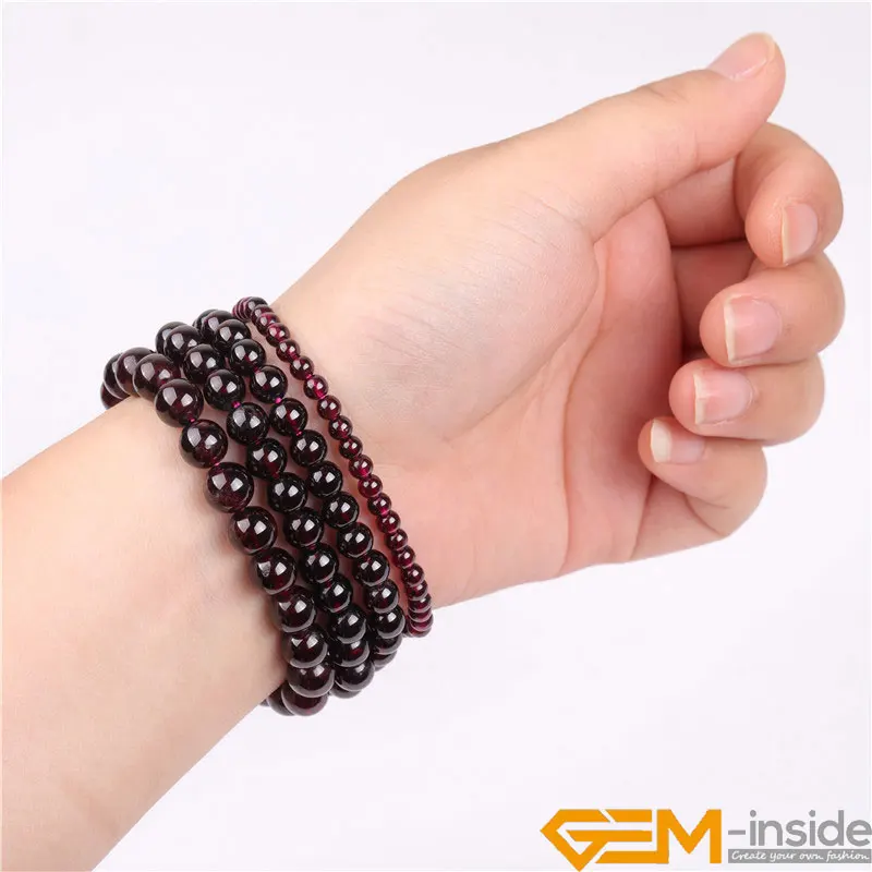 

4/6/7/8mm Real Natural Sweet Dark Red Garnet Stretch Handmade Chakra Beads Fashion Bracelets For Women Jewelry 7 1/2 Inches