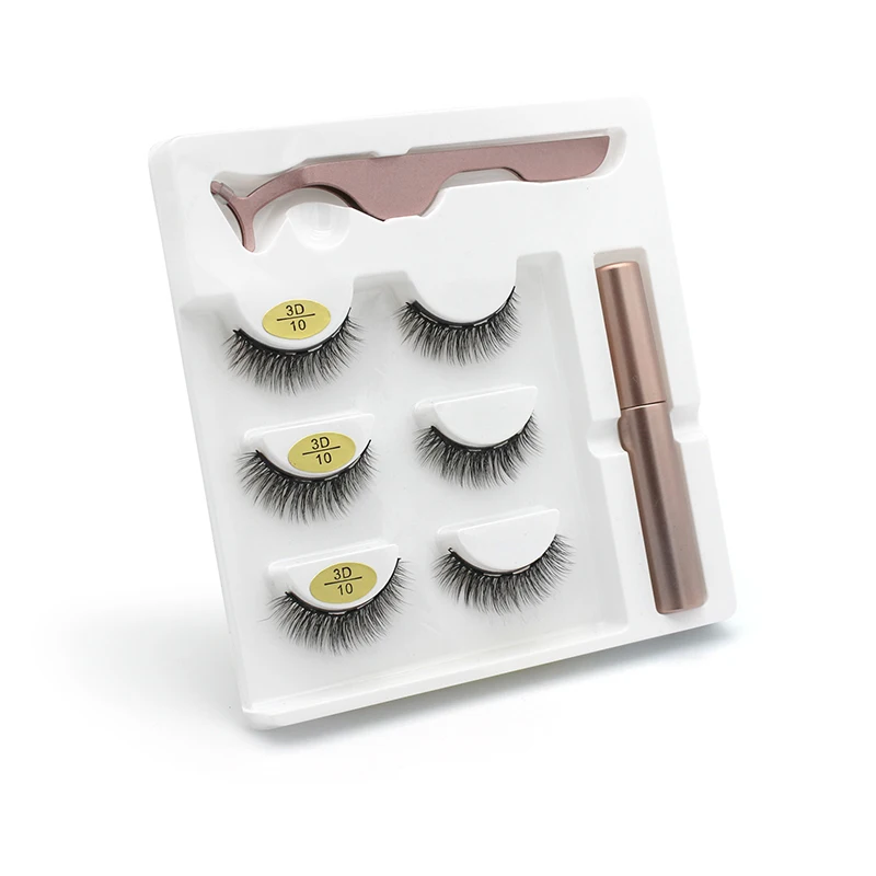 Magnetic Eyelashes 3D Mink Eyelashes Magnetic Eyeliner Magnetic Lashes Short False Lashes Lasting Handmade Eyelash Makeup Tool