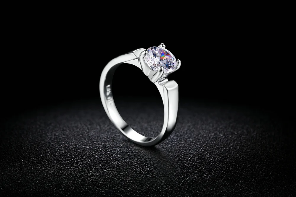 Verlobungs- und Eheringe für Frauen, Klassischer Runder Damenring mit Zirkonia-Stein, Damenring-Accessoires, Schmuck R053 – Detail 7